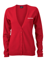 Damen V-Neck Cardigan Rot